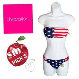 XHILARATION PATRIOTIC 2-PIECE BIKINI SZ XS